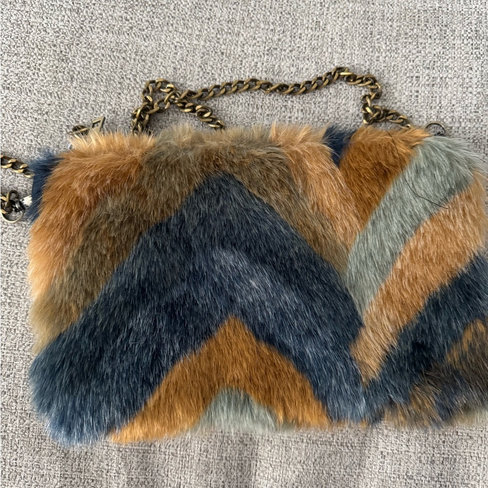 Stylish Multicolor Faux Fur Crossbody Bag